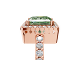 Rose gold Fancy Green Princess  Cut Halo Diamond Ring with Pave Band and Four-Prong Setting_5