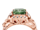 Rose gold Fancy Green Princess  Cut Halo Diamond Ring with Scrollwork Band and Four-Prong Setting_4