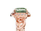 Rose gold Fancy Green Princess  Cut Halo Diamond Ring with Scrollwork Band and Four-Prong Setting_5