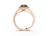 Rose gold Fancy Green Princess Cut Halo Diamond Ring with Solitaire Band and Prong Setting_3