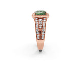 Rose gold Fancy Green Princess Cut Halo Diamond Split Shank Ring with Prong Setting_26