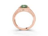 Rose gold Fancy Green Princess Cut Halo Diamond Split Shank Ring with Prong Setting_27
