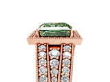 Rose gold Fancy Green Princess Cut Halo Diamond Split Shank Ring with Prong Setting_29