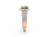 Rose gold Fancy Green Princess Cut Halo Pavé Diamond Engagement Ring with Split Shank and Four-Prong Setting_5