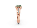 Rose gold Fancy Green Princess  Cut Halo Pave Band Four-Prong Ring_32