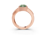 Rose gold Fancy Green Princess  Cut Halo Pave Band Four-Prong Ring_33