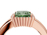 Rose gold Fancy Green Princess  Cut Halo Pave Band Four-Prong Ring_34