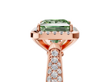 Rose gold Fancy Green Princess  Cut Halo Pave Band Four-Prong Setting Ring_5