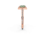 Rose gold Fancy Green Princess  Cut Halo Pave Split Shank Prong Setting Ring_34