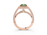 Rose gold Fancy Green Princess  Cut Halo Pave Split Shank Prong Setting Ring_35