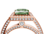 Rose gold Fancy Green Princess  Cut Halo Pave Split Shank Prong Setting Ring_36