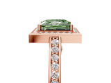 Rose gold Fancy Green Princess  Cut Halo Pave Split Shank Prong Setting Ring_37