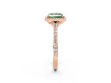 Rose gold Fancy Green Princess Cut Halo Round Diamond Pavé Band with Four-Prong Setting_5