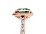 Rose gold Fancy Green Princess Cut Halo Round Diamond Pavé Band with Four-Prong Setting_8