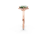 Rose gold Fancy Green Princess Cut Halo Round Diamond Solitaire Engagement Ring with Pave Band and Four-Prong Setting_14