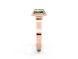 Rose gold Fancy Green Princess Cut Halo Round Diamond Twist Band with Four-Prong Setting_2