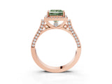 Rose gold Fancy Green Princess Cut Halo Round Diamond Twist Band with Four-Prong Setting_3