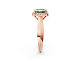 Rose gold Fancy Green Princess  Cut Halo Solitaire Engagement Ring with Square Band and Four-Prong Setting_68