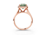 Rose gold Fancy Green Princess  Cut Halo Solitaire Engagement Ring with Square Band and Four-Prong Setting_69