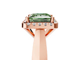Rose gold Fancy Green Princess  Cut Halo Solitaire Engagement Ring with Square Band and Four-Prong Setting_71