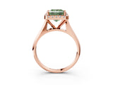 Rose gold Fancy Green Princess  Cut Halo Solitaire Engagement Ring with Square Band and Four-Prong Setting_80