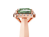 Rose gold Fancy Green Princess  Cut Halo Solitaire Engagement Ring with Square Band and Four-Prong Setting_82