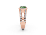 Rose gold Fancy Green Princess  Cut Halo Split Shank Diamond Ring with Four-Prong Setting_2