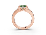 Rose gold Fancy Green Princess  Cut Halo Split Shank Diamond Ring with Four-Prong Setting_3