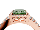 Rose gold Fancy Green Princess  Cut Halo Split Shank Diamond Ring with Four-Prong Setting_4