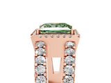 Rose gold Fancy Green Princess  Cut Halo Split Shank Diamond Ring with Four-Prong Setting_5