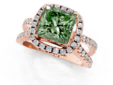 Rose gold Fancy Green Princess  Cut Halo Split Shank Pave Set Ring_18