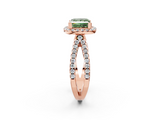 Rose gold Fancy Green Princess  Cut Halo Split Shank Pave Set Ring_19
