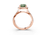 Rose gold Fancy Green Princess  Cut Halo Split Shank Pave Set Ring_20