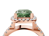 Rose gold Fancy Green Princess  Cut Halo Split Shank Pave Set Ring_21