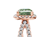 Rose gold Fancy Green Princess  Cut Halo Split Shank Pave Set Ring_22