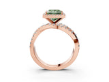 Rose gold Fancy Green Princess  Cut Halo Split Shank Prong Setting Ring_15