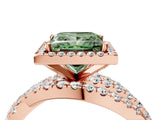 Rose gold Fancy Green Princess  Cut Halo Split Shank Prong Setting Ring_16