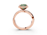 Rose gold Fancy Green Princess  Cut Halo Split Shank Prong Setting Ring_3