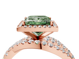 Rose gold Fancy Green Princess  Cut Halo Split Shank Prong Setting Ring_4