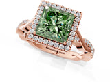Rose gold Fancy Green Princess Cut Halo Twist Band with Four-Prong Setting_13