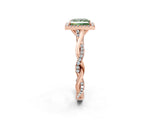 Rose gold Fancy Green Princess Cut Halo Twist Band with Four-Prong Setting_14