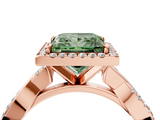 Rose gold Fancy Green Princess  Cut Halo Twisted Band Four-Prong Ring_4