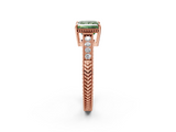Rose gold Fancy Green Princess  Cut Milgrain Channel Set Engagement Ring with Solitaire Prong Setting_2