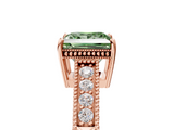 Rose gold Fancy Green Princess  Cut Milgrain Channel Set Engagement Ring with Solitaire Prong Setting_5
