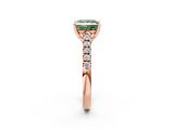 Rose gold Fancy Green Princess  Cut Pavé Band Solitaire Ring with Four-Prong Setting_2