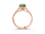 Rose gold Fancy Green Princess  Cut Pavé Band Solitaire Ring with Four-Prong Setting_3