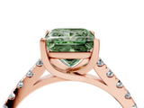 Rose gold Fancy Green Princess  Cut Pavé Band Solitaire Ring with Four-Prong Setting_4