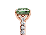 Rose gold Fancy Green Princess  Cut Pavé Band Solitaire Ring with Four-Prong Setting_5
