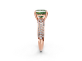 Rose gold Fancy Green Princess  Cut Pave Diamond Engagement Ring with Channel Set Band and Four-Prong Setting_2