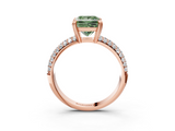 Rose gold Fancy Green Princess  Cut Pave Diamond Engagement Ring with Channel Set Band and Four-Prong Setting_3